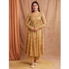 Yellow Pink Hand Block Printed Mulmul Kurta with Palazzo- Set of 2