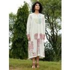 Off White Sequins Embroidered Cotton Dress