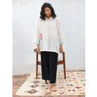 Off White Hand Block Printed Cotton Shirt