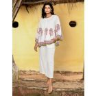 Off White Red Hand Block Printed Cotton Top