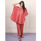 Red Printed Cotton Co-ord Set- Set of 2