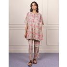 Green Pink Printed Cotton Co-ord Set- Set of 2