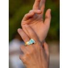 Gold Plated Sky Blue Handcrafted Brass Ring