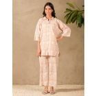 Old Rose Pink Hand Block Printed Cotton Co-ord Set- Set of 2