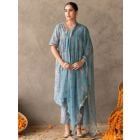 Blue Bandhani Cotton Kota Doria Dupatta