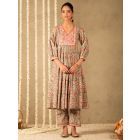 Green Pink Hand Block Printed Cotton Kurta with Pants - Set of 2
