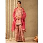 Pink Hand Block Printed Cotton Suit - Set of 3