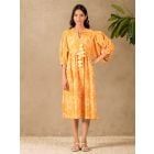 Yellow Hand Block Printed Cotton Dress