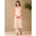 Old Rose Pink Hand Block Printed Cotton Kurta with Pants- Set of 2