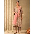 Green Pink Hand Block Printed Cotton Suit - Set of 3