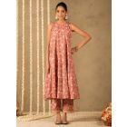 Pink Hand Block Printed Cotton Kurta