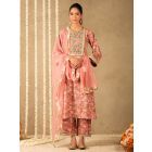 Pink Hand Block Printed Cotton Suit - Set of 3