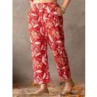 Red Hand Block Printed Cotton Pants