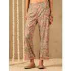 Green Pink Hand Block Printed Cotton Pants