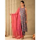 Magenta Gota Work Kota Doria Dupatta