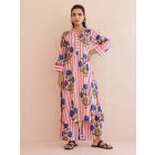 Pink Blue Printed Cotton Kurta with Palazzo- Set of 2