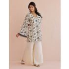 Ivory Embroidered Cotton Kurta with Palazzo - Set of 2