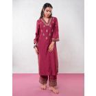 Pink Embroidered Chanderi Kurta