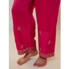 Pink Embroidered Chanderi Pants