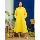 Lemon Yellow Embroidered Poplin Dress
