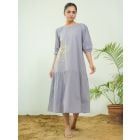 Powder Blue Embroidered Poplin Dress