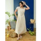 Beige Poplin Dress with Belt