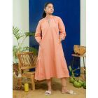 Peach Embroidered Poplin Dress