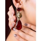 Gold Plated Red Handcrafted Brass Earrings