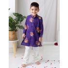 Blue-purple Printed Muslin kurta with Pajama - Set of 2