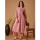 Pink Dabu Hand Block Printed Cotton Kurta