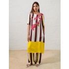 Brown White Striped Modal Kurta with Pants- Set of 2