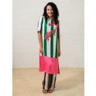 Green Striped Modal Kurta with Pants- Set of 2