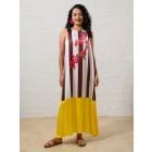 Brown White Striped Modal Dress