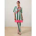 Green Striped Poplin Kurta with Pants- Set of 2