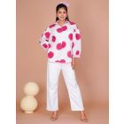 White Pink Hand Block Printed Cotton Shirt