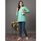Sea Green Chikankari Embroidered Cotton Top