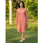 Peach Embroidered Cotton Blend Dress