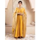 Mustard Yellow Hand Embroiderd Muslin Silk Suit - Set of 3