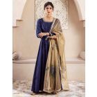 Navy Blue Hand Embroiderd Muslin Silk Suit - Set of 3