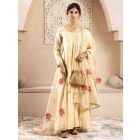 Beige Hand Embroiderd Muslin Silk Suit - Set of 3