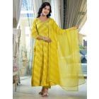 Yellow Leheriya Cotton Suit - Set of 3