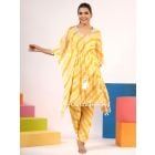 Yellow Printed Muslin Tunic with Pants - Set of 2