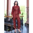 Red Printed Cotton Co-ord Set - Set of 2