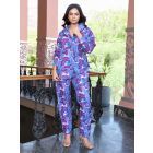 Purple Blue Printed Cotton Co-ord Set - Set of 2