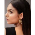 Gold Plated Handcrafted Brass Pearl Hoop Earrings