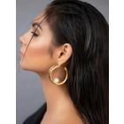 Gold Plated Handcrafted Brass Pearl Hoop Earrings