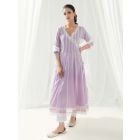 Purple Lace Work Cotton Anarkali Kurta