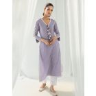 Purple Lace Work Cotton Kurta