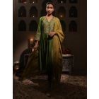 Mehendi Green Aari Embroidered Chanderi Suit - Set of 3