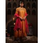 Orange Dori Embroidered Chanderi Suit - Set of 3